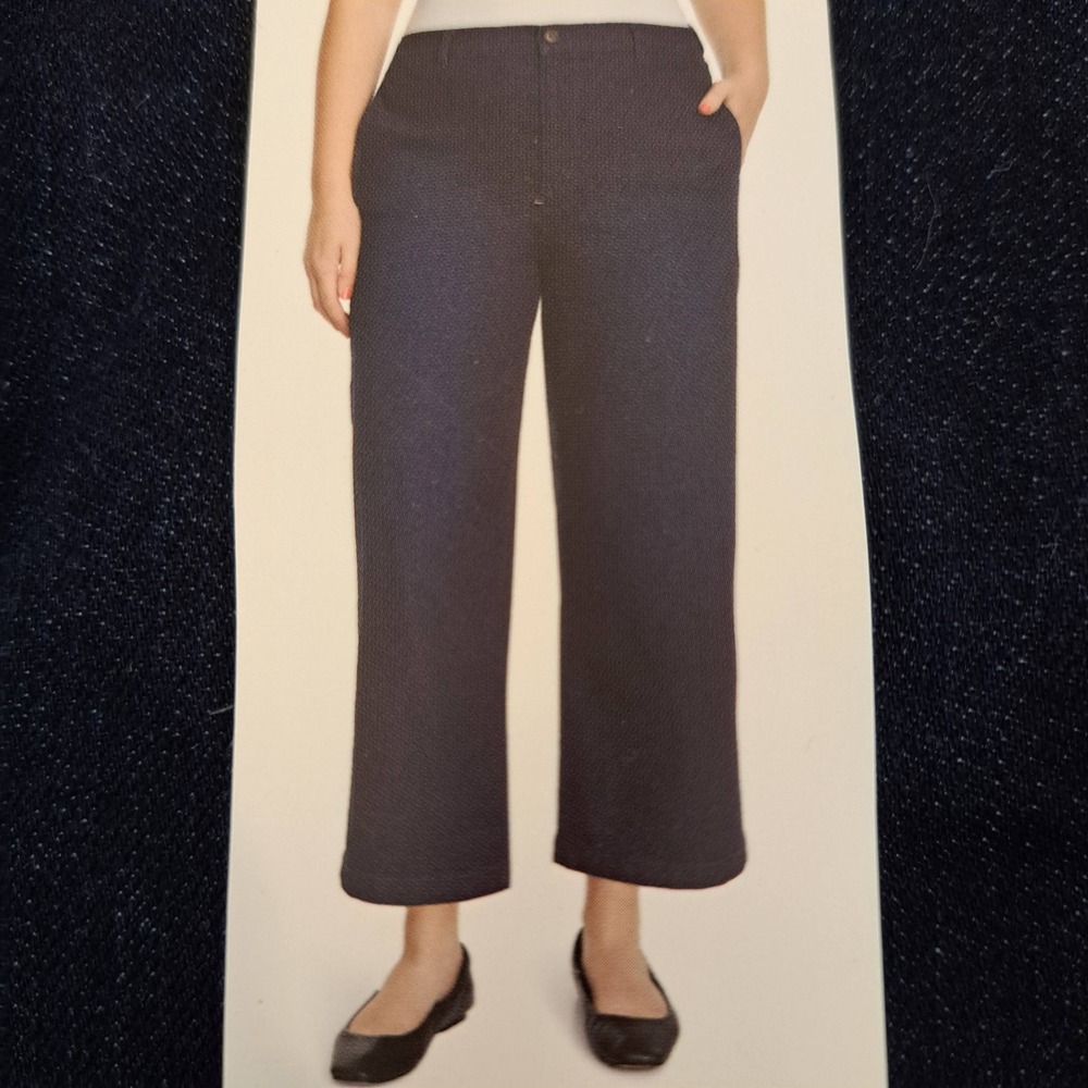 Ella Moss Womens Pants 6 Dark Blue NWT Wide Leg‎ Crop High-Rise 1671-252